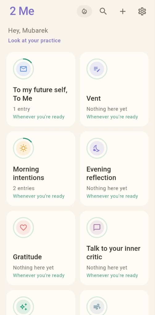2 Me practice dashboard