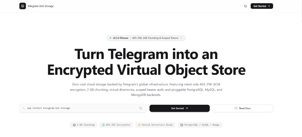 Telegram Bot Storage application screenshot